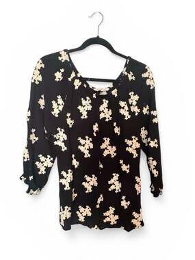 Soft Surroundings Avignon Black Floral Embroidered Off The Shoulder Top